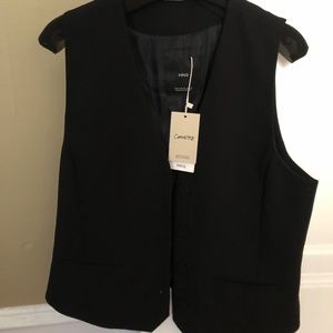 Mango Suit Vest Black Waistcoat Medium NWT